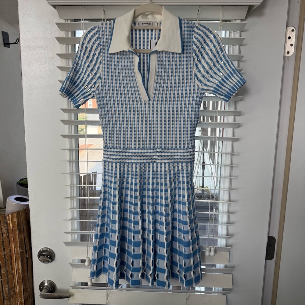 Simkhai Tovi Knit Mini Dress Blue Hydrangea Multi XS